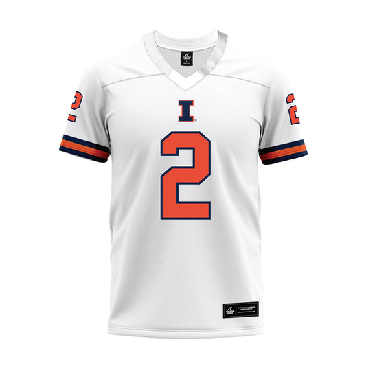 Illinois - NCAA Football : RJ Jones III - White Premium Football Jersey-0