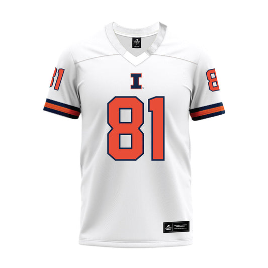 Illinois - NCAA Football : Lars Rau - White Premium Football Jersey-0