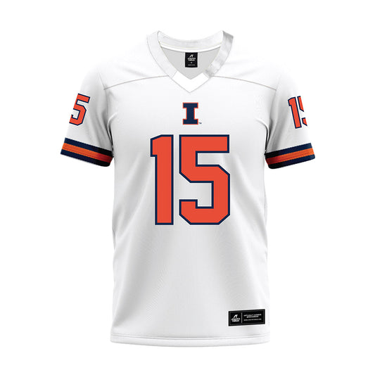 Illinois - NCAA Football : Kingston Shaw - White Premium Football Jersey-0