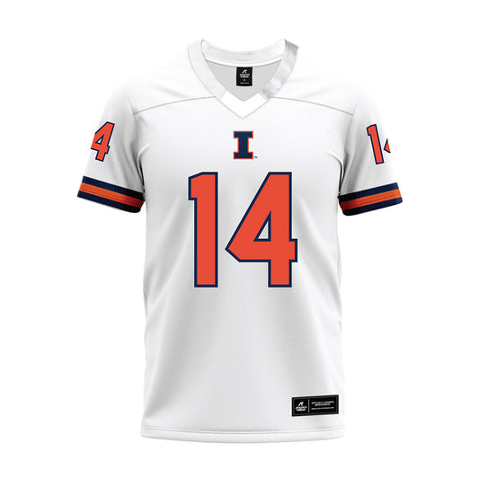 Illinois - NCAA Football : Andre Lovett - White Premium Football Jersey-0