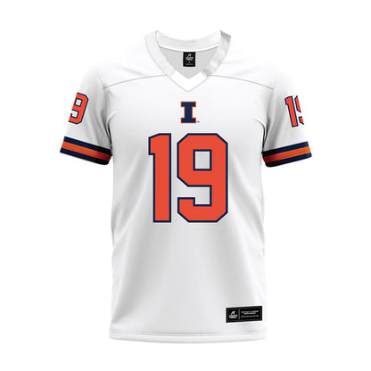 Illinois - NCAA Football : Jacob Eberhart - White Premium Football Jersey-0