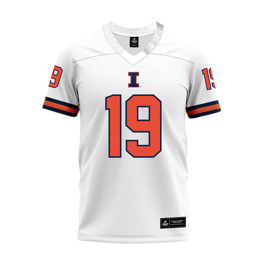 Illinois - NCAA Football : Jacob Eberhart - White Premium Football Jersey-0