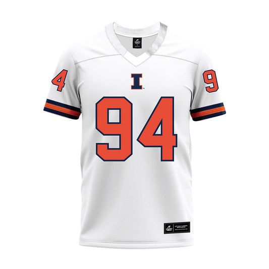Illinois - NCAA Football : Connor Sullivan - White Premium Football Jersey-0