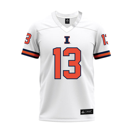 Illinois - NCAA Football : Hudson Clement - White Premium Football Jersey-0
