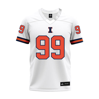 Illinois - NCAA Football : King Liggins - White Premium Football Jersey-0