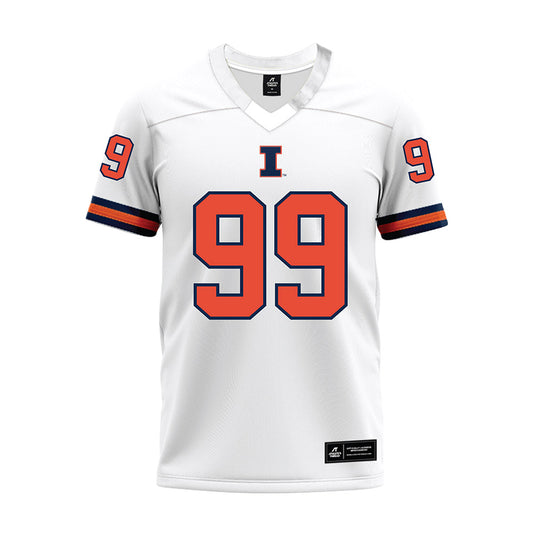 Illinois - NCAA Football : King Liggins - White Premium Football Jersey-0
