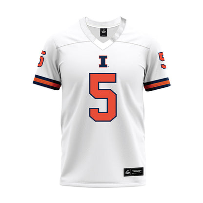 Illinois - NCAA Football : Jakwon Morris - White Premium Football Jersey-0