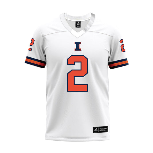 Illinois - NCAA Football : RJ Jones III - White Premium Football Jersey-0