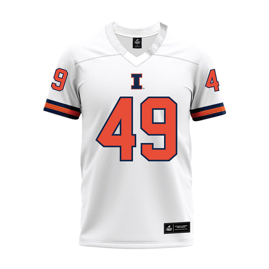 Illinois - NCAA Football : Zachary Haber - White Premium Football Jersey-0