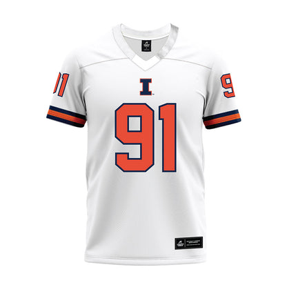 Illinois - NCAA Football : Cameron Brooks - White Premium Football Jersey-0
