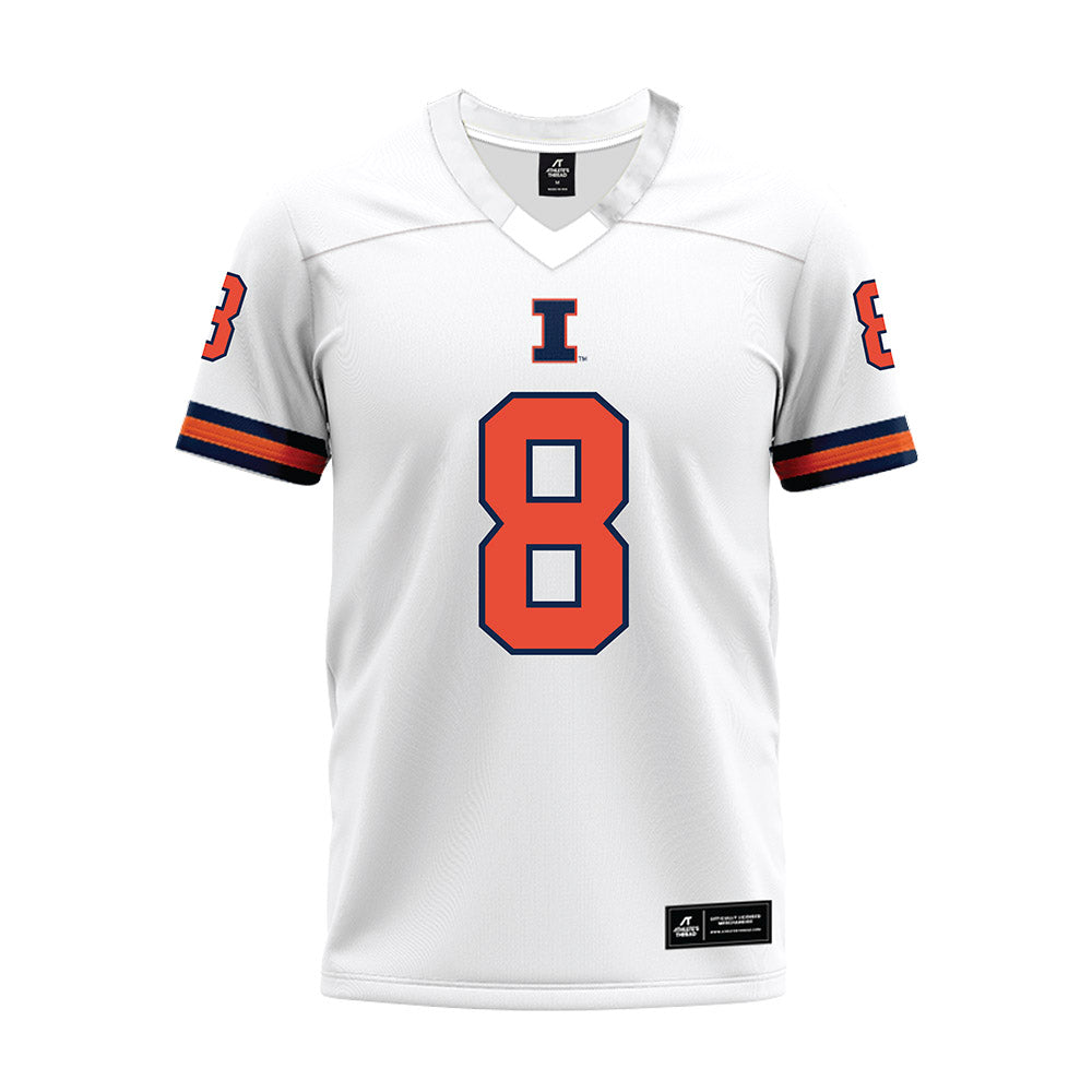 Illinois - NCAA Football : Cameron Thomas - White Premium Football Jersey-0
