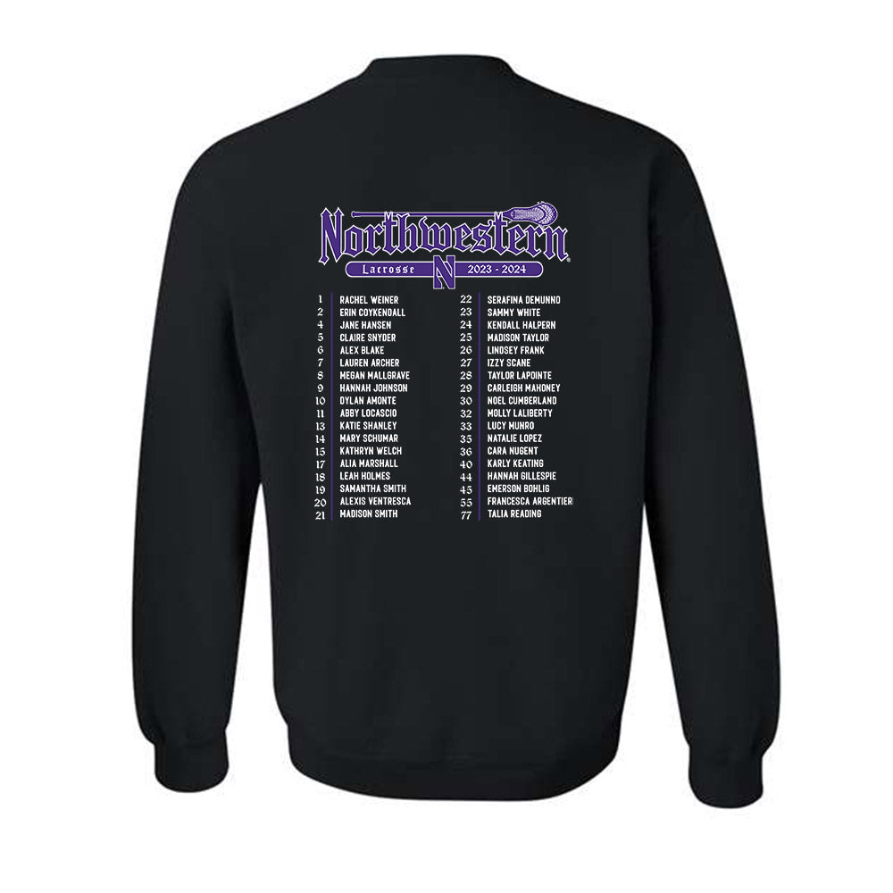 Northwestern - NCAA Women's Lacrosse : Crewneck Sweatshirt Roster Shirt