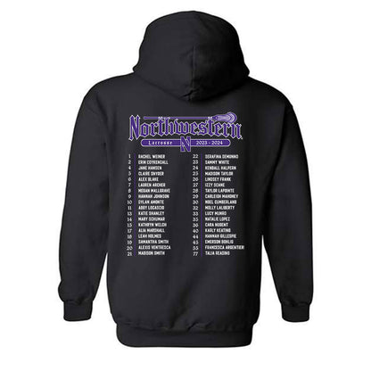 Northwestern - NCAA Women's Lacrosse : Hooded Sweatshirt Roster Shirt