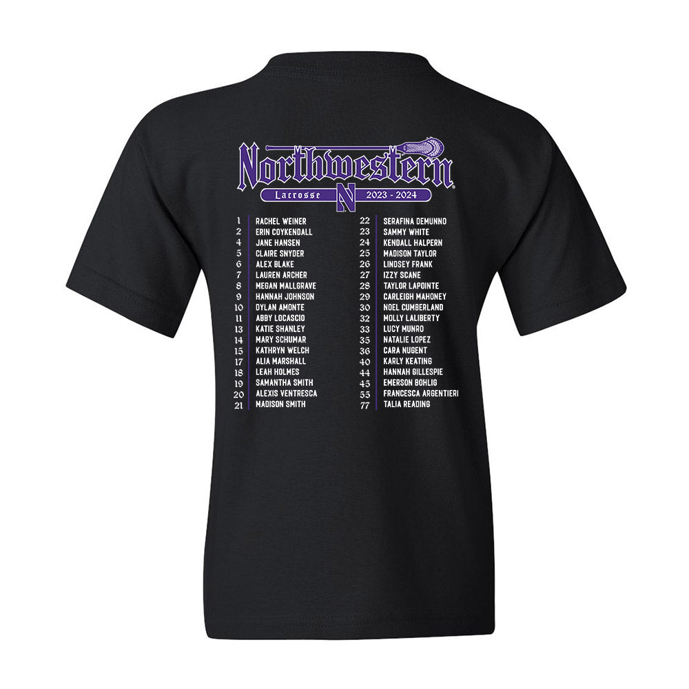 Northwestern - NCAA Women's Lacrosse : Youth T-Shirt Roster Shirt