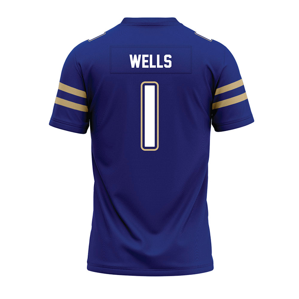Tulsa - NCAA Football : David Wells - Blue Premium Football Jersey-1
