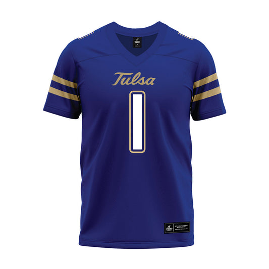 Tulsa - NCAA Football : David Wells - Blue Premium Football Jersey-0