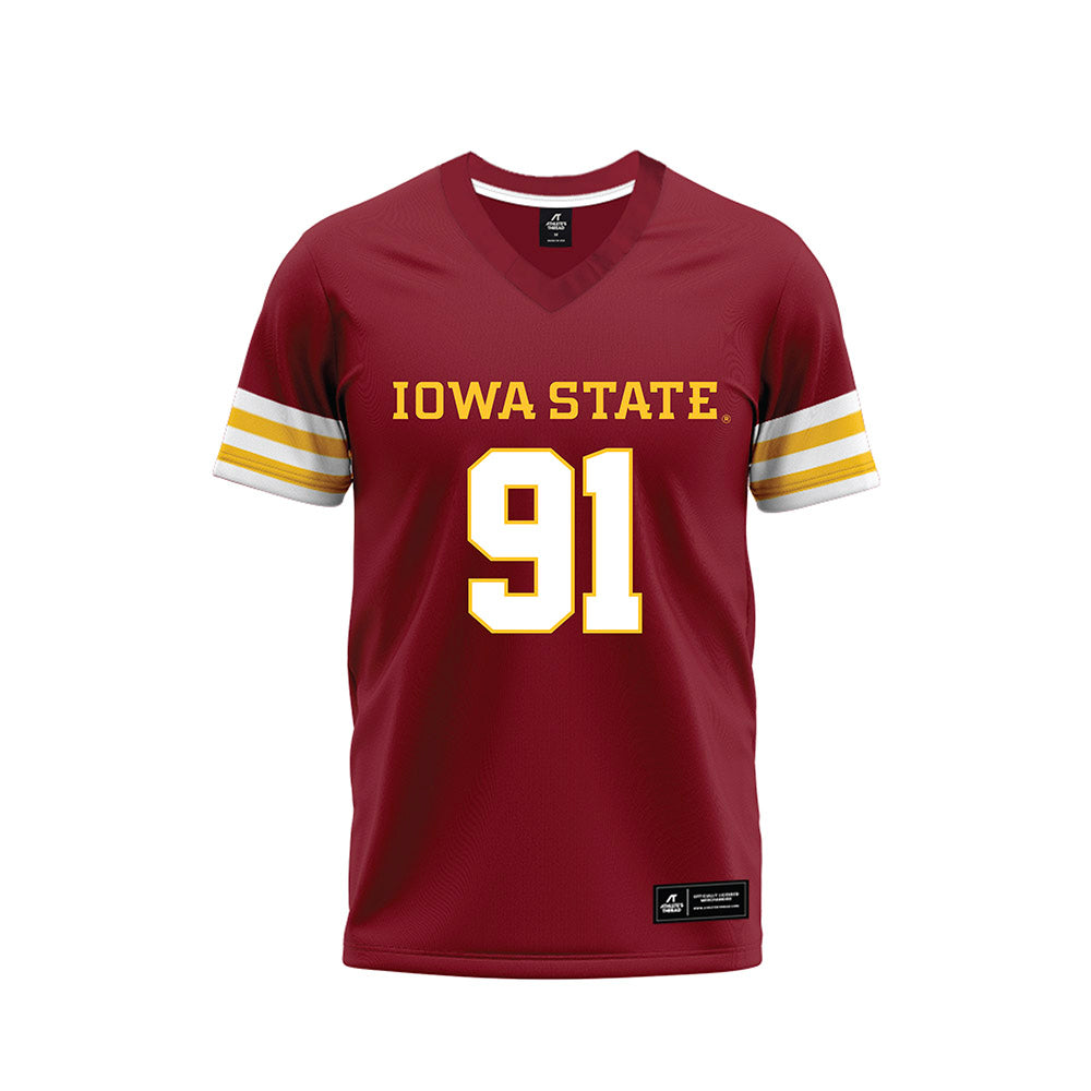Iowa State - NCAA Football : Blake Hawkins - Cardinal Premium Football Jersey-0