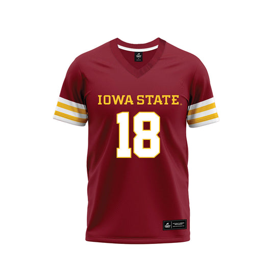Iowa State - NCAA Football : Hudson Kurland - Cardinal Premium Football Jersey-0