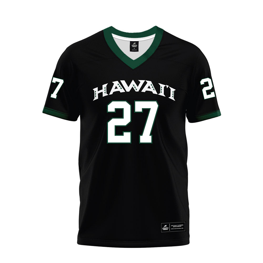 Hawaii - NCAA Football : Makanale'a Meyer - Black Premium Football Jersey-0