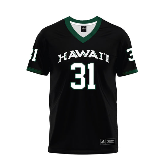 Hawaii - NCAA Football : Tryton Keli'ikipi - Black Premium Football Jersey-0