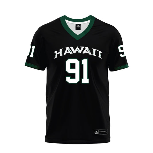 Hawaii - NCAA Football : Josh Sagapolutele - Black Premium Football Jersey-0