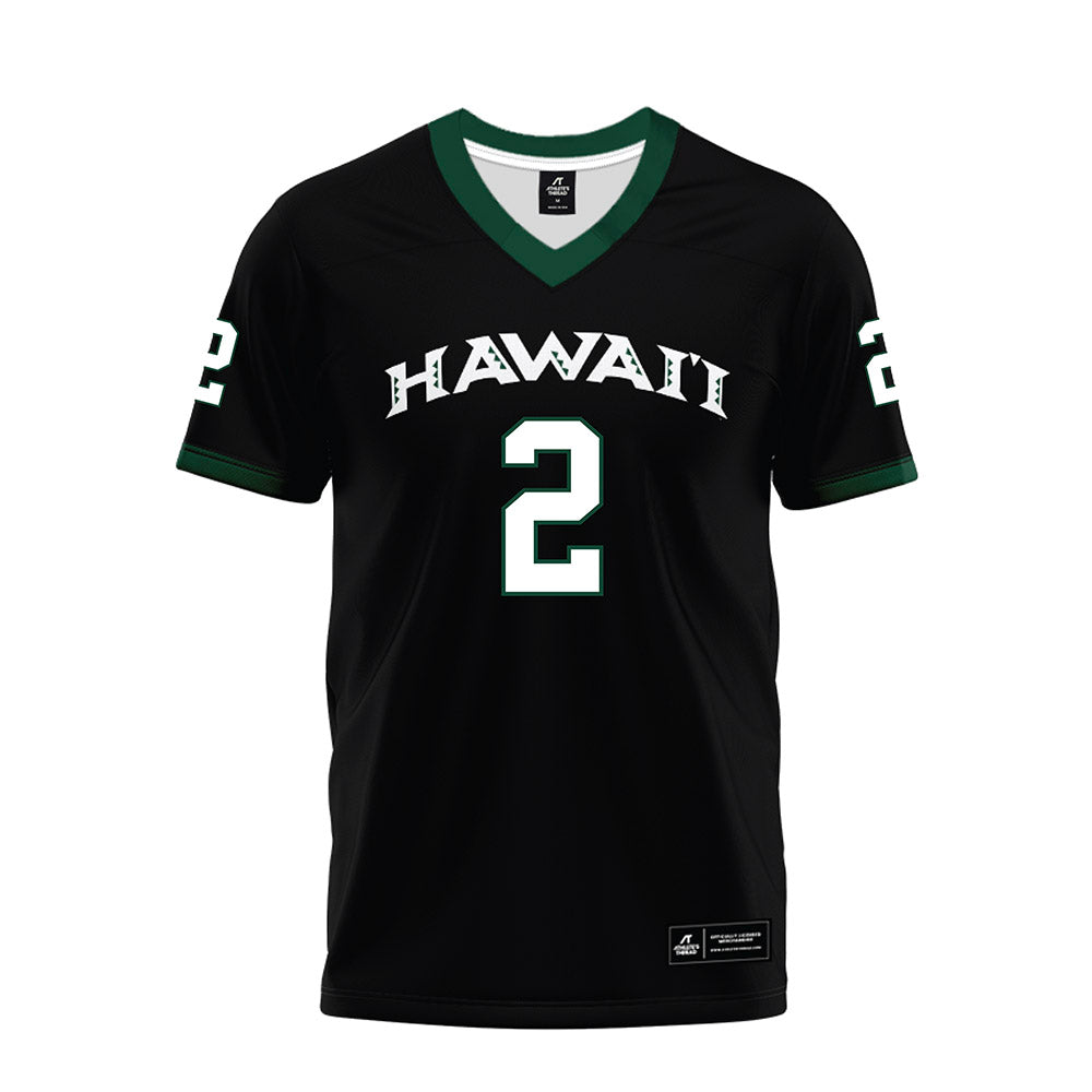 Hawaii - NCAA Football : Kona Moore - Black Premium Football Jersey-0
