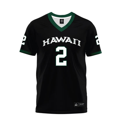 Hawaii - NCAA Football : Kona Moore - Black Premium Football Jersey-0