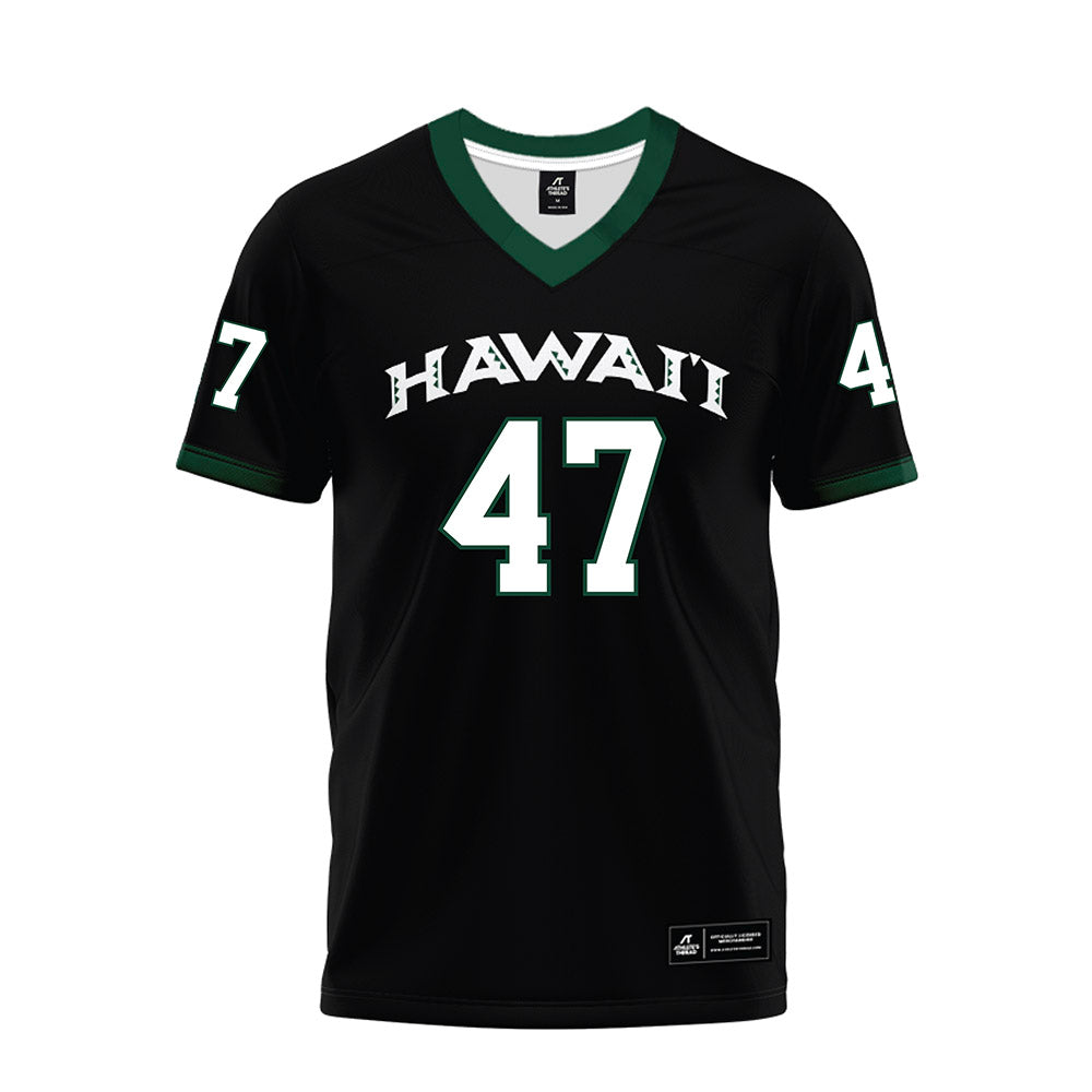 Hawaii - NCAA Football : Kingston Costales - Black Premium Football Jersey-0
