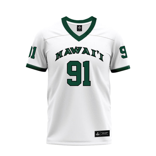 Hawaii - NCAA Football : Josh Sagapolutele - White Football Jersey-0