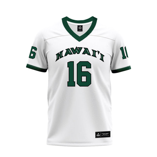 Hawaii - NCAA Football : Hudson Borsari - White Football Jersey-0