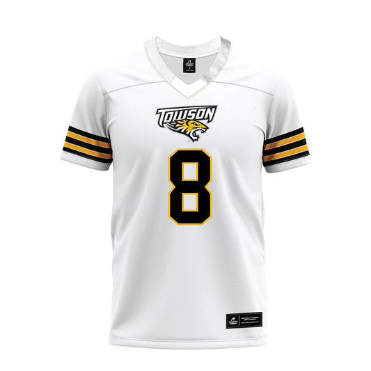 Towson - NCAA Football : Jaydyn Johnson - White Premium Football Jersey-0