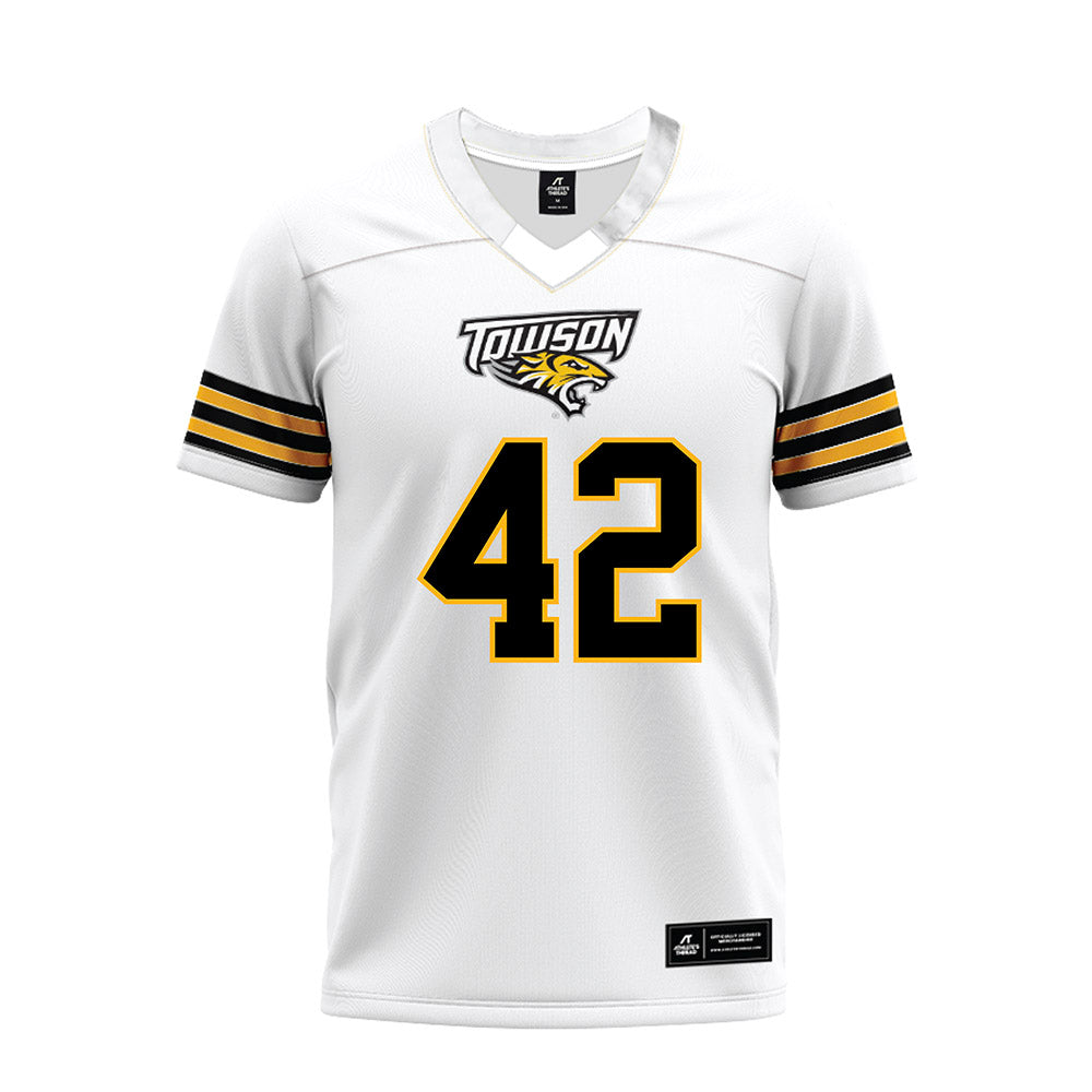 Towson - NCAA Football : Max Groslinger - White Premium Football Jersey-0
