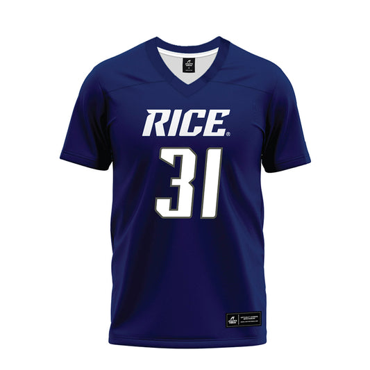 Rice - NCAA Football : Micah Barnett - Navy Blue Premium Football Jersey-0