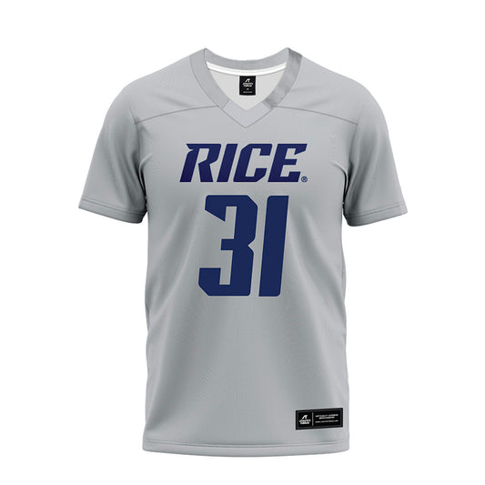 Rice - NCAA Football : Micah Barnett - Mid Grey Premium Football Jersey-0