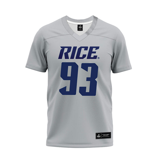 Rice - NCAA Football : Quincy Tchikou - Mid Grey Premium Football Jersey-0