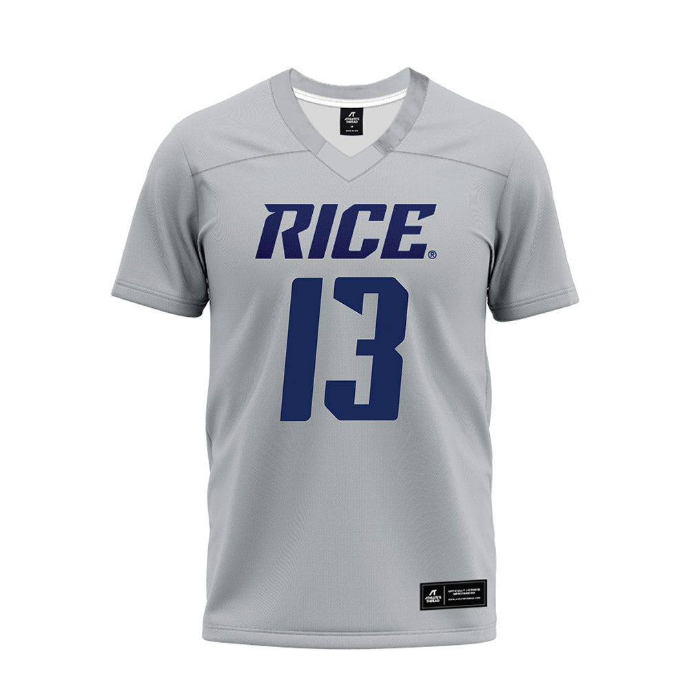 Rice - NCAA Football : Maxwell Mosey - Mid Grey Premium Football Jersey-0