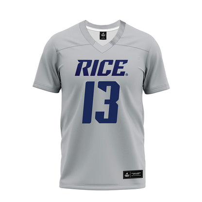 Rice - NCAA Football : Maxwell Mosey - Mid Grey Premium Football Jersey-0