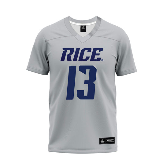 Rice - NCAA Football : Maxwell Mosey - Mid Grey Premium Football Jersey-0