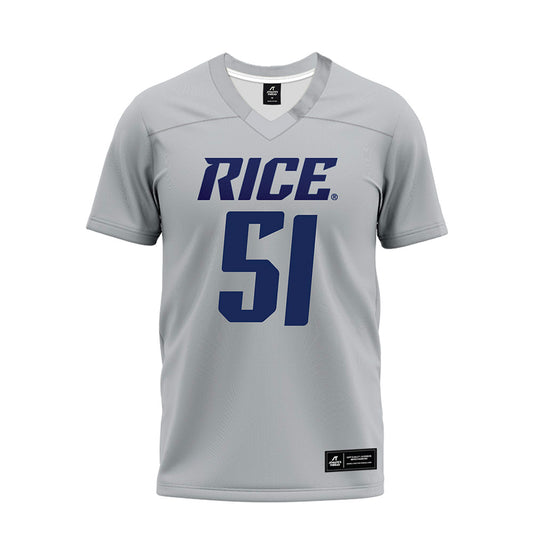 Rice - NCAA Football : Phoenix Derichsweiler - Mid Grey Premium Football Jersey-0