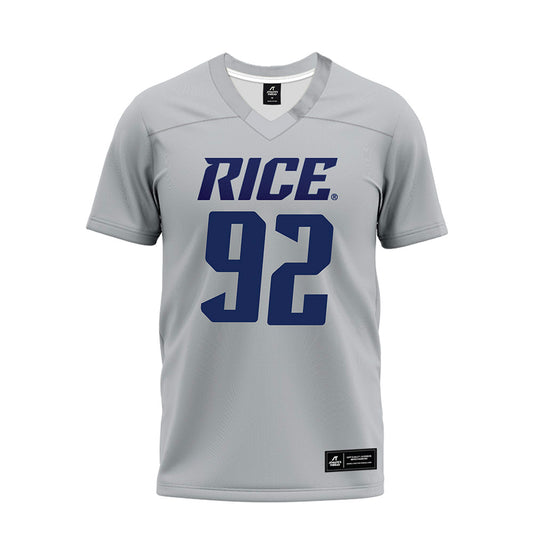 Rice - NCAA Football : Luca Akirtava - Mid Grey Premium Football Jersey-0