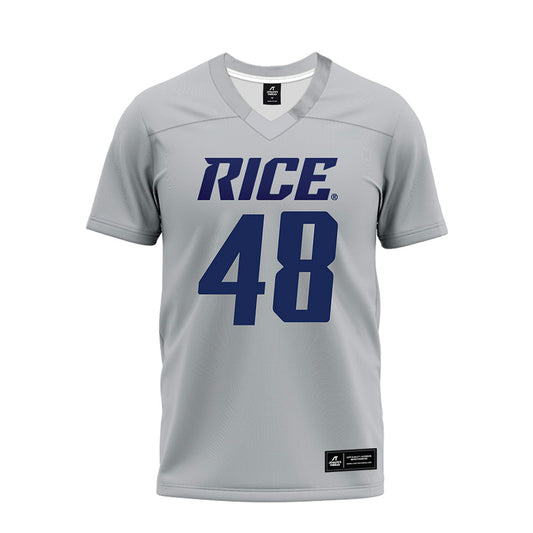 Rice - NCAA Football : Phoenix Derichsweiler - Mid Grey Premium Football Jersey-0