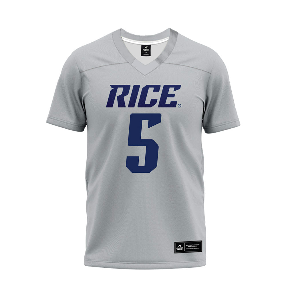 Rice - NCAA Football : Davis Lane - Mid Grey Premium Football Jersey-0