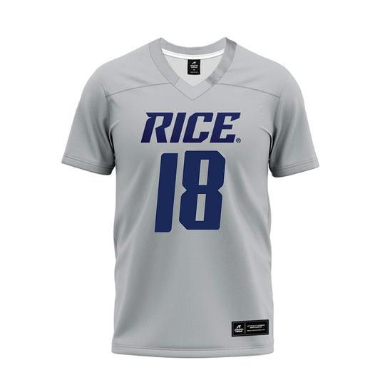 Rice - NCAA Football : Owen Carter - Mid Grey Premium Football Jersey-0