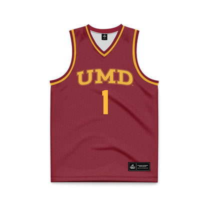UMN Duluth - NCAA Men's Basketball : Jacob Hibner - Maroon Basketball Jersey-0