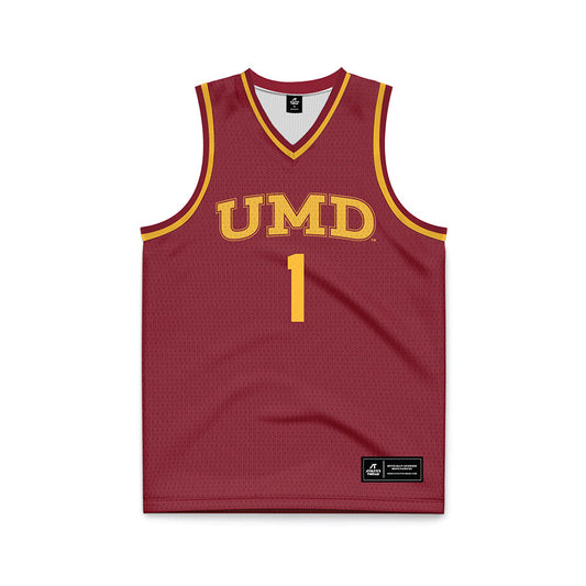 UMN Duluth - NCAA Men's Basketball : Jacob Hibner - Maroon Basketball Jersey-0