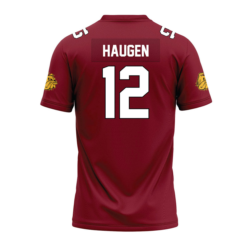 UMN Duluth - NCAA Football : Baamlak Haugen - Maroon Premium Football Jersey-1