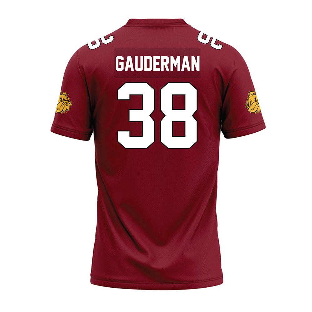 UMN Duluth - NCAA Football : David Gauderman - Maroon Premium Football Jersey-1
