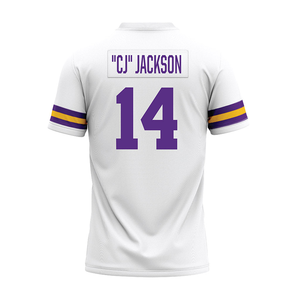 LSU - NCAA Football : Christopher "CJ" Jackson - White Premium Football Jersey-1