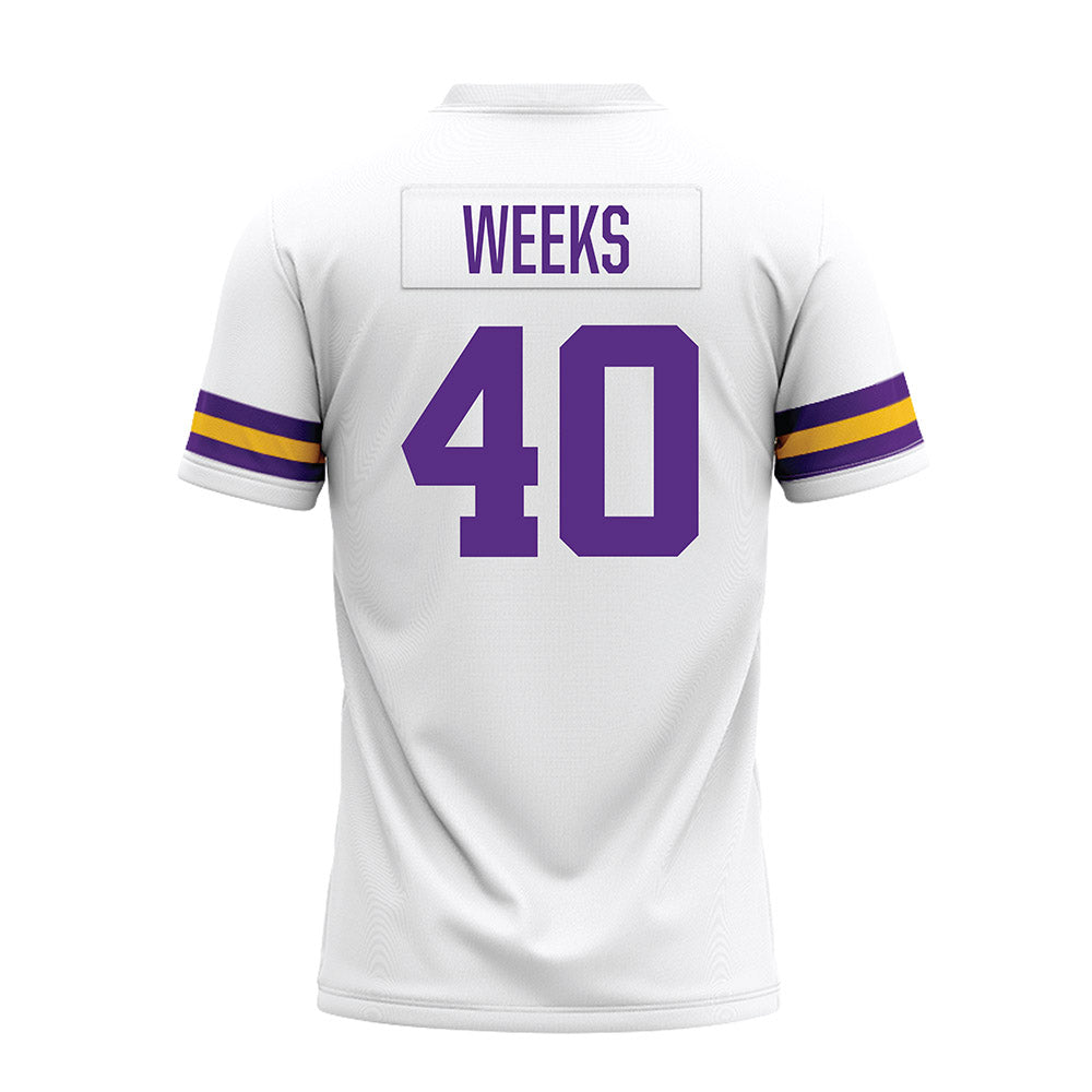 LSU - NCAA Football : Whit Weeks - White Premium Football Jersey-1