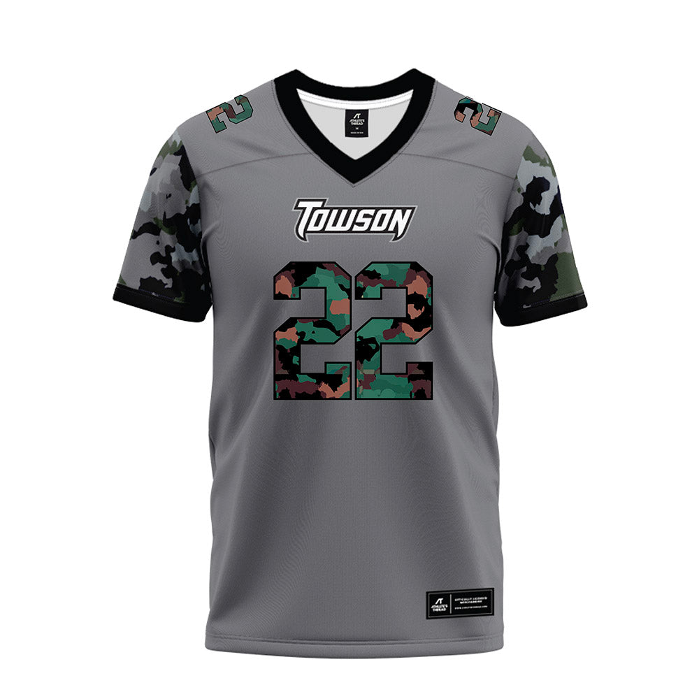 Towson - NCAA Football : Weston Woodard - Dark Grey Premium Football Jersey-0